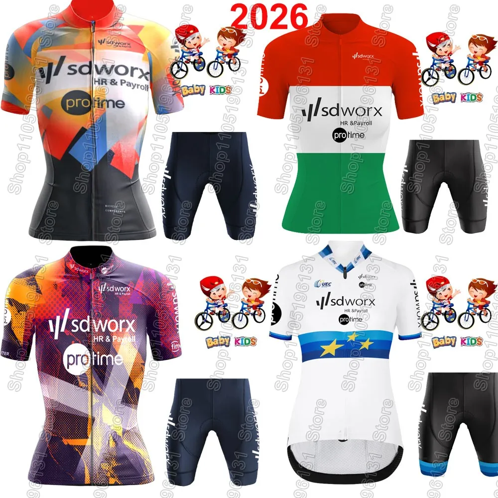 Conjunto de Jersey de Ciclismo para Niños SD WORX Team 2026, Ropa de Ciclismo para Niños, Hungría, Europan, Camiseta de Ciclismo de Carretera, Traje de Ciclismo de Montaña, Pantalones Cortos de Ciclismo