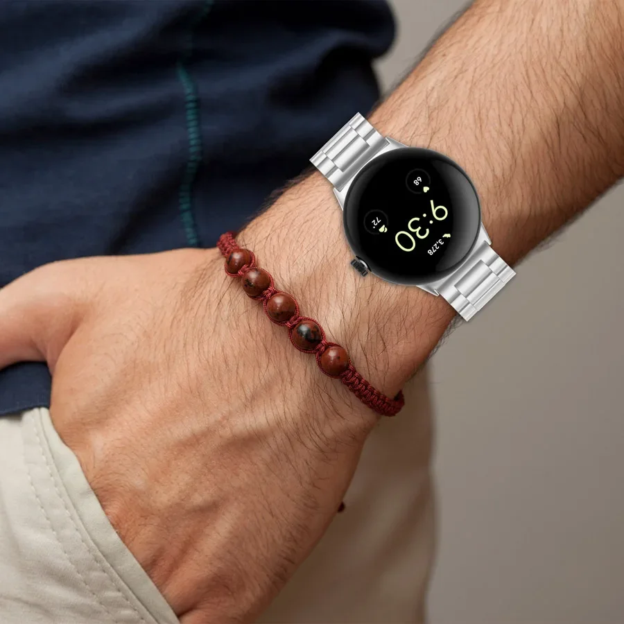Edelstahlarmband für Google Pixel Watch 5 4 3 41 45mm Ersatzarmband für Google Pixel 2 Uhrenarmband Correa Zubehör ohne Lücke – Detail 2