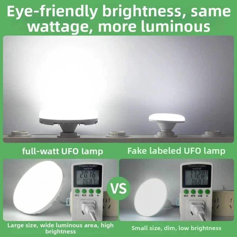 New PVC Flying Saucer Lamp Wide Angle Eye Protection Ceiling Bulb Bright Energy Saving LED Light Bulb Workshop Lighting
