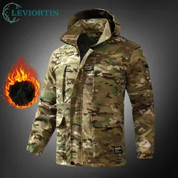 Autumn And Winter Men's Fleece Lined Jacket  Thick Warm Workwear Camouflage Windbreaker Outdoor Hiking Casual Jacket And Coats