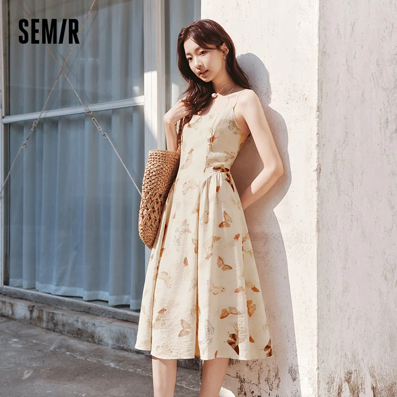 Semir Dress Women Slimming Sweet Vacation Style 2025 New Summer Strappy Dress Romantic for Beach and Casual Outfits