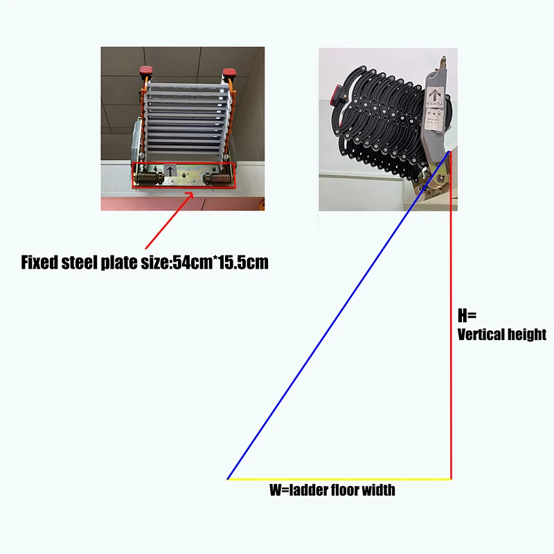 Attic Ladder to Climb Telescopic Folding Stairs 1M-3M Wall Mounted Loft Step-Ladder size Custom