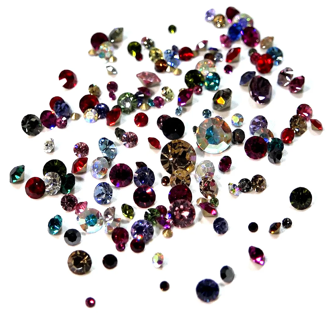 1 Pack 120-200pcs Mix Size/Color Top Quality Sharp Bottom Diamonds Crystal Nail Art Rhinestones Jewel Decoration Manicure Charms