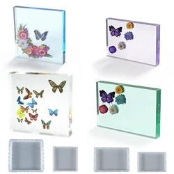 Molde de silicona cuadrado Rectangular hecho de resina epoxi, se puede utilizar para mesa de marco de fotos, adornos de flores secas, manualidades DIY