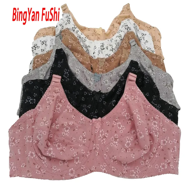 Drukowanie Wygodne bawełniane biustonosze dla kobiet Push Up Underwired Bra With Hoop Full Cup Sexy Plus Size 115E 110E 105E 100E 95E 90E85D C19