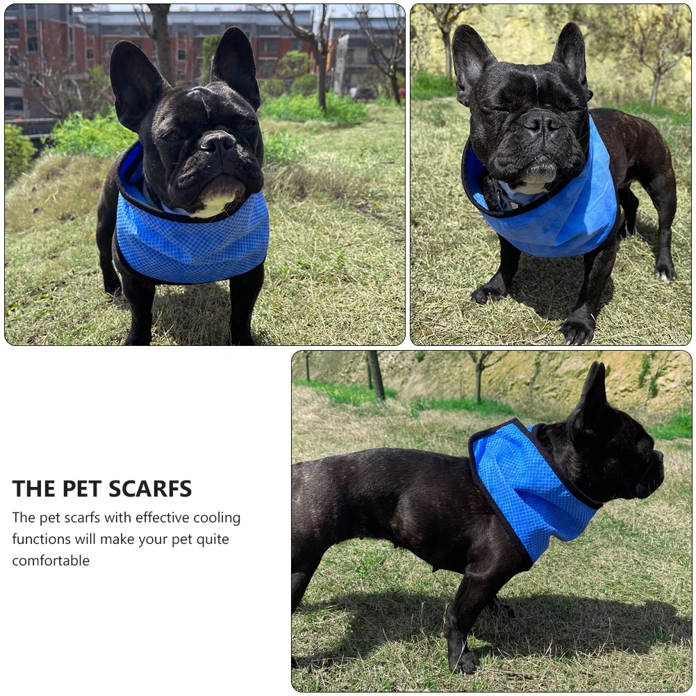 Chłodząca chusta dla psa, obroża chłodząca, francuski bandamka na lato, niebieska bandana dla szczeniaka