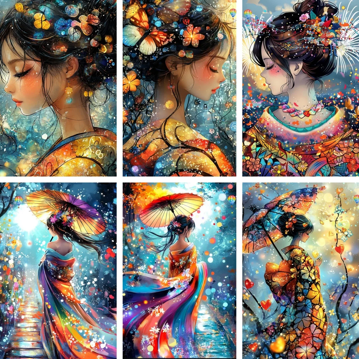 

DIY Diamond Painting Sakura Blossom Kimono Girl Diamond Embroidery Cross Stitch Japanese Woman Art Rhinestone Mosaic Painting