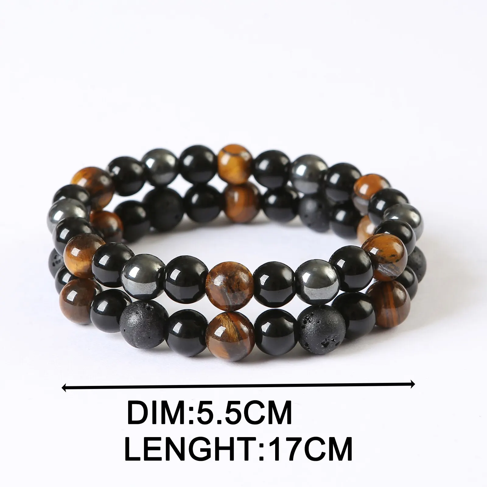 2PCS/Set Triple Protection Bracelet- Tiger's Eye, Black Obsidian, Hematite for Protection, and Balance-Healing Energy Bracelet image 6