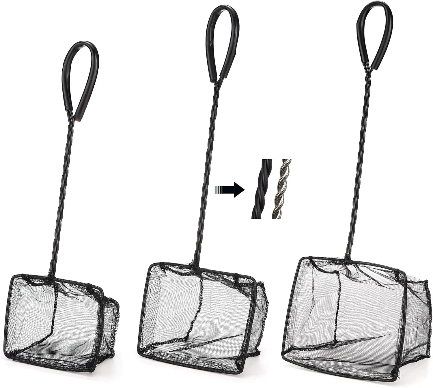 

Набор из 3 аквариумных сачков для рыбы, мелкоячеистые, разных размеров, с мягкой нейлоновой сеткой и пластиковой ручкой для безопасной чистки аквариума (4, 5, 6 дюймов)