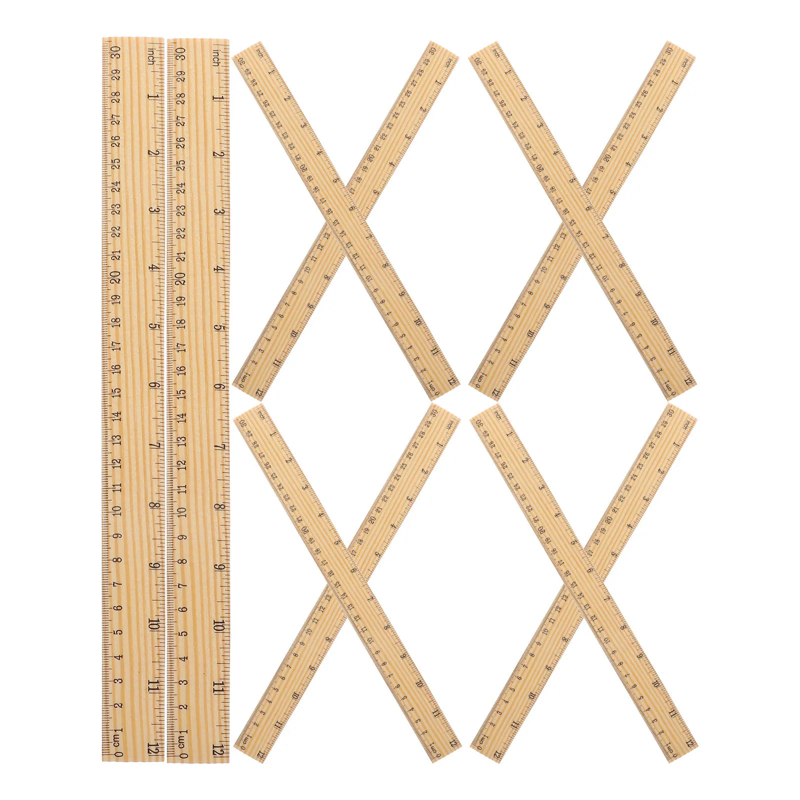 10Pcs Wooden Ruler Versatile Wood Measuring Ruler with Accurate Graduations Ideal for Study Drawing Tailoring Crafting Office