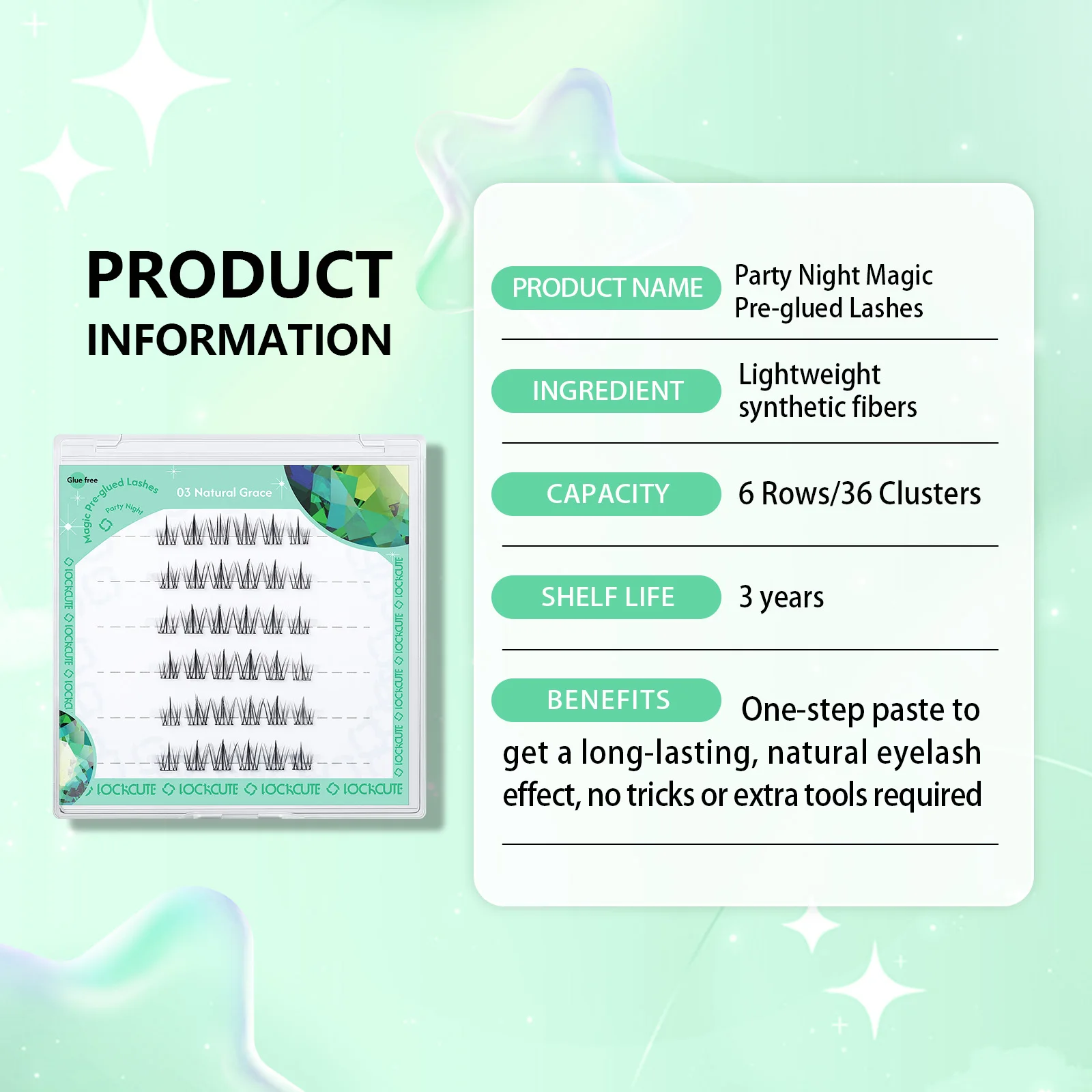 36 クラスター自己接着まつげ – 接着剤不使用 DIY ナチュラルからグラムルック ソフトカーリング & 再利用可能 9-12mm 防水 & 防汗