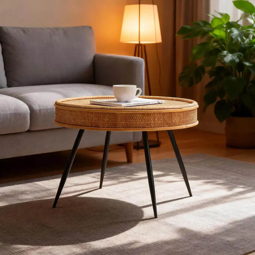 Rattan coffee table wrought iron four-legged coffee table designer simple living room small coffee table