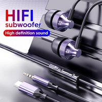 OLAF 3.5mm Type-C Plug Headset Wired Headphones HIFI In-ear Gaming Earphones Handsfree Earbuds For Xiaomi Huawei Samsung Phones