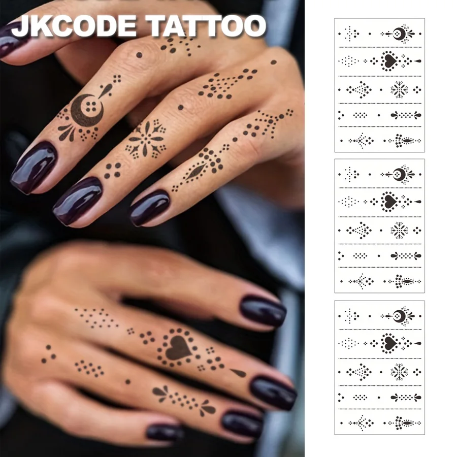 Valentine's Day Tattoo-Heart Pattern-Ink Tattoo Sticker Waterproof Mehndi Design Ramadan Temporary Tattoo for Women Body Art Makeup
