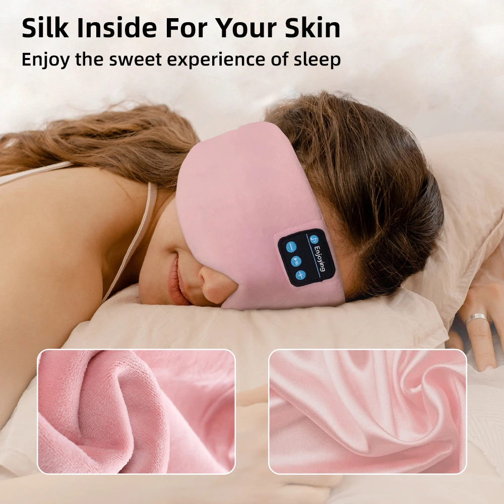 Silk Bluetooth Sleep Mask with Headphones Soft Side Sleeper Blackout Night Shift Sleeping Eye Mask Music Built in Speaker