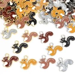 10pcs 5 Colors Cute Squirrel Enamel Charms Fashion Necklace Earrings Keychain Making Animal Styling Drip Oil Alloy Pendants