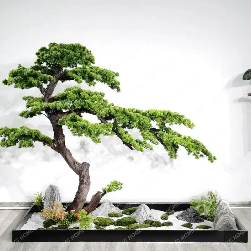 Artificial Greeting Pine Podocarpus Macrophyllus Fake Trees Greenery Bonsai  Hall New Chinese Style Soft Decoration Ornaments