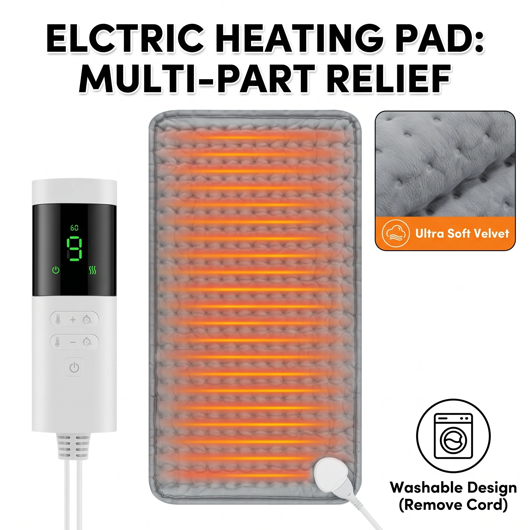 Electric Heating Pad Blanket with 9 Heat Levels 4 Mode Timer for Shoulder Neck Back Spine Leg - Winter Warm Pady