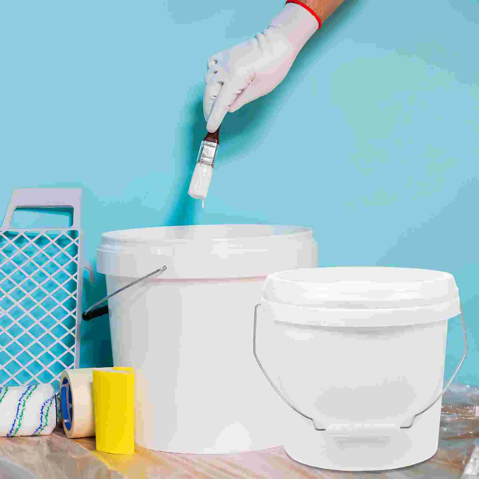 Rubbish Bin 5l Bucket with Lid Paint Empty Tub Buckets for Painting White Multi-functional Pigment