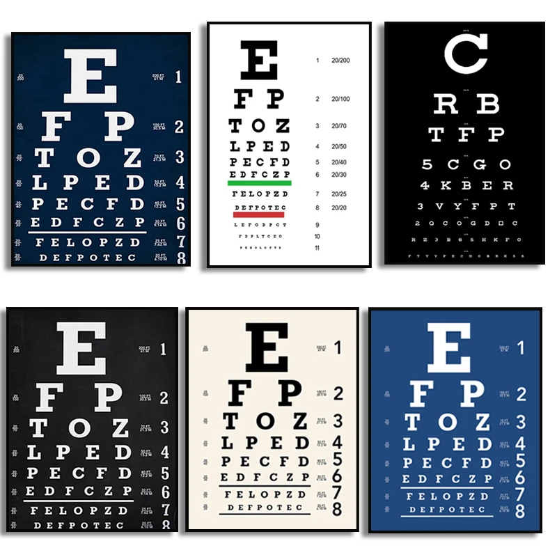 Eye Test Snellen Chart Vision Test Chart Poster and Prints Eyesight Optometry Canvas Paintings Wall Pictures Eye Clinic Decor