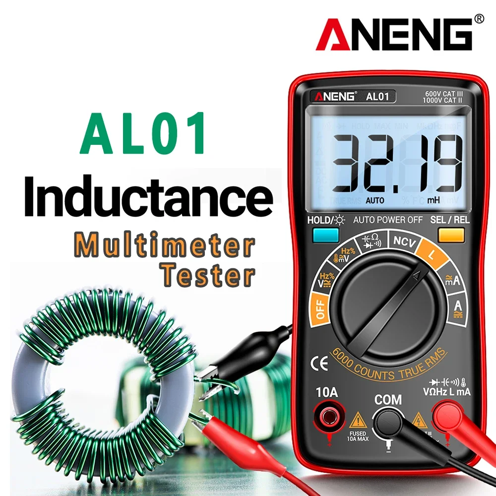 

Inductance Digital Multimeter Professional AL01 6000 Counts True-RMS AC/DC Voltage Meter Current Tester Electrician Tools