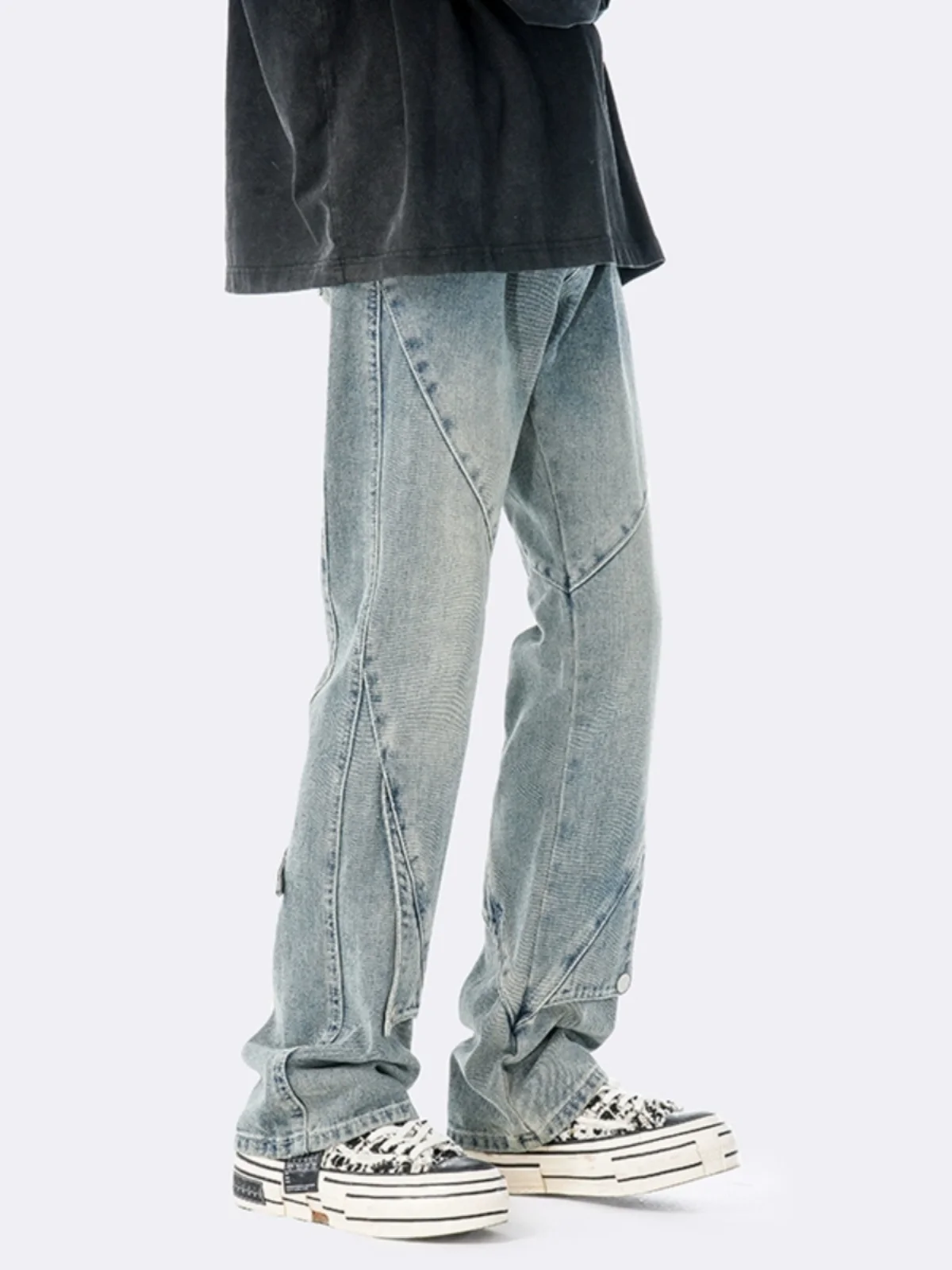 

Trendy Straight Leg Men's Jeans High Waist Classic American Retro Streetwear Comfortable Wear Resistant Youth Faion