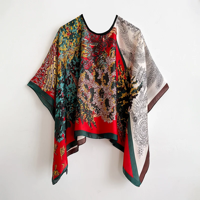 110*110cm Versatile Silk Scarf Women Large Shawl Print Stoles Square Bandanna Luxury Brand Female Foulard