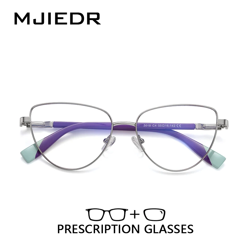 

MJIEDR ﻿Women's Blue Light Blocking Prescription Glasses Small Square Cat Eye Metal Frame With Computer Optical Eyewear