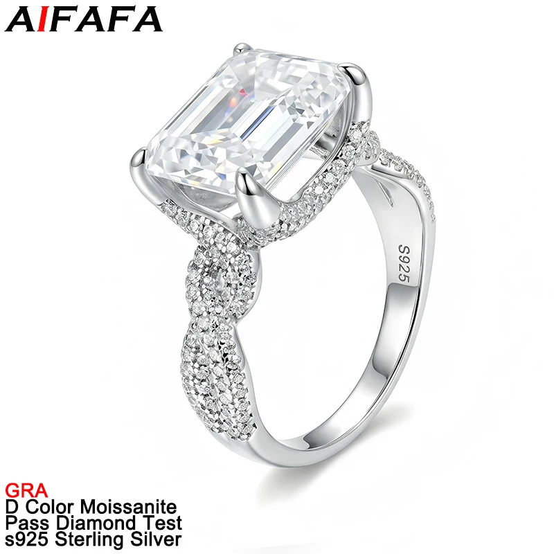 10 Carat D Color Moissanite Diamond Women Rings Stunning s925 Silver 10*12mm Rectangle Moissanite Wedding Ring Fine Jewelry