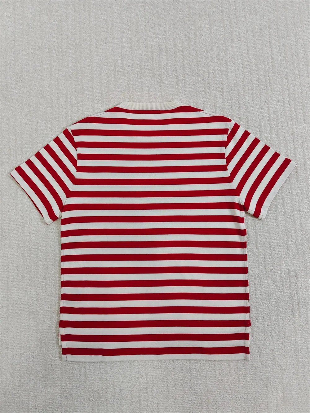 Women's 100 Cotton Minimalist T-Shirt Color-Blocked Striped Loose Knit Short-Sleeve Top