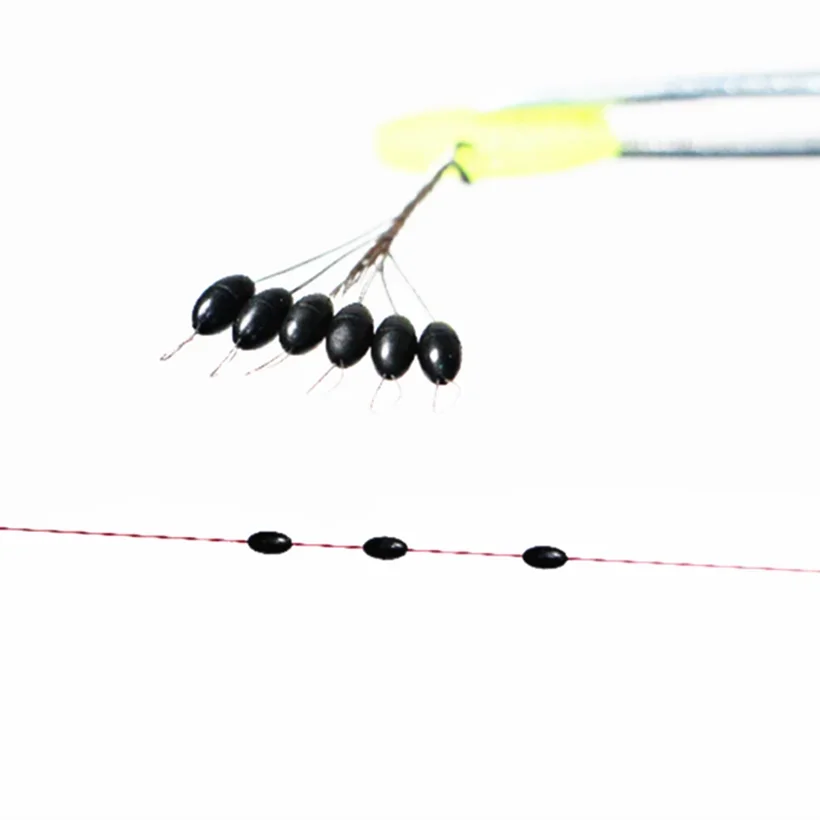 60pcs/10 Group Rubber Space Beans Fishing Float Sea Carp Fly Fishing Black Rubber Oval Stopper Fishing Bobber Float Bean