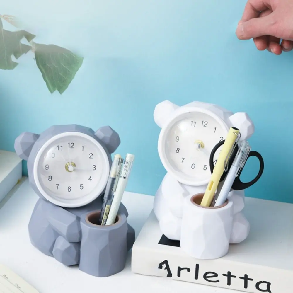 Durable Multifunctional Desk Pen Holder Multi-purpose Creative Piggy Bank Cute Minimalist Alarm Clock Student