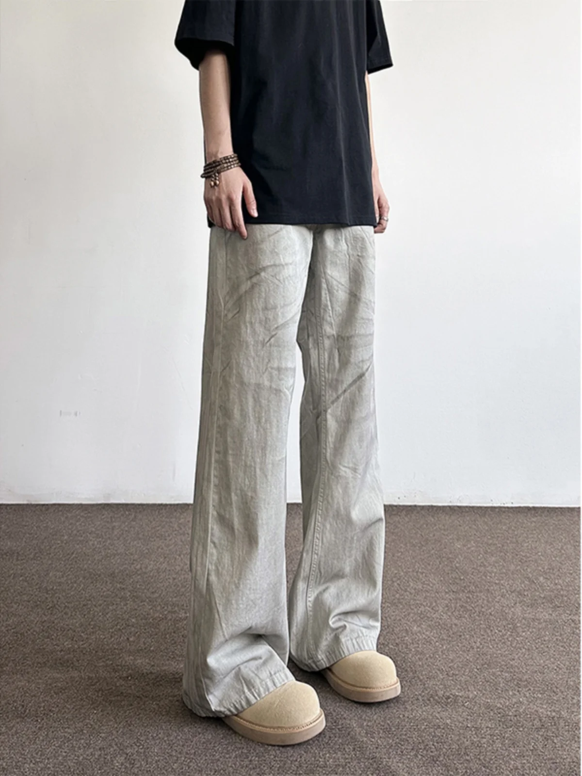 

White Cleanfit Slim Jeans Men Summer Thin Straight Leg Micro Flared High Street American Vibe Denim Jeans Youth Trend