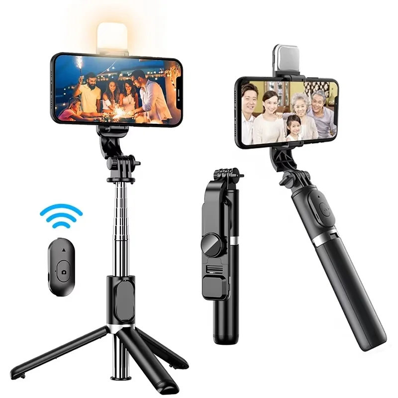 Wireless Mini Selfie Stick Tripod Stand With Selfie Light Wi