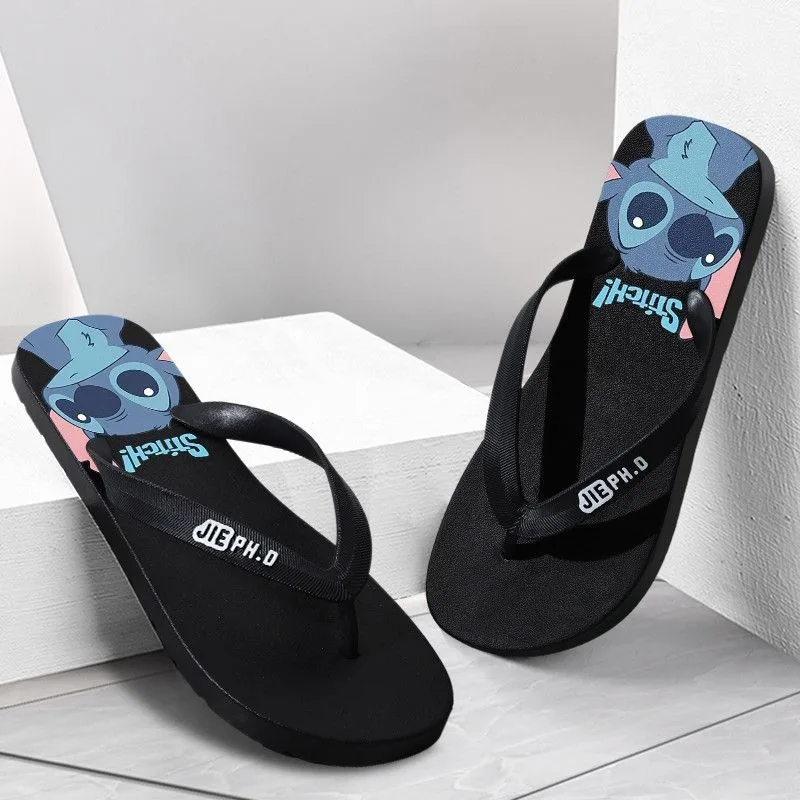 Disney Lilo & Stitch summer flip-flops for men and women Stitch personalized cartoon outdoor non-slip trendy couple slippers