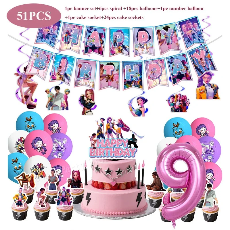 Geburtstagsparty-Dekorationsset Cartoon-Film-Mädchen Motiv Teller Becher Servietten Luftballons Baby-Shower-Party Geschenk