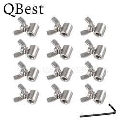 12pcs 304 Stainless Steel Handscrew Clamp Wire Rope Fasteners Butterfly Buckle for 2 3 4 5 6 8 10 12 14mm Steel Cable