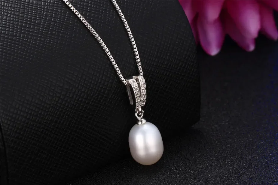 Hengsheng 925 Sterling Silver Freshwater Cultured White Drop Pearl Pendant 8-9mm Pearl Pendant Fine Jewelry Gifts for Women