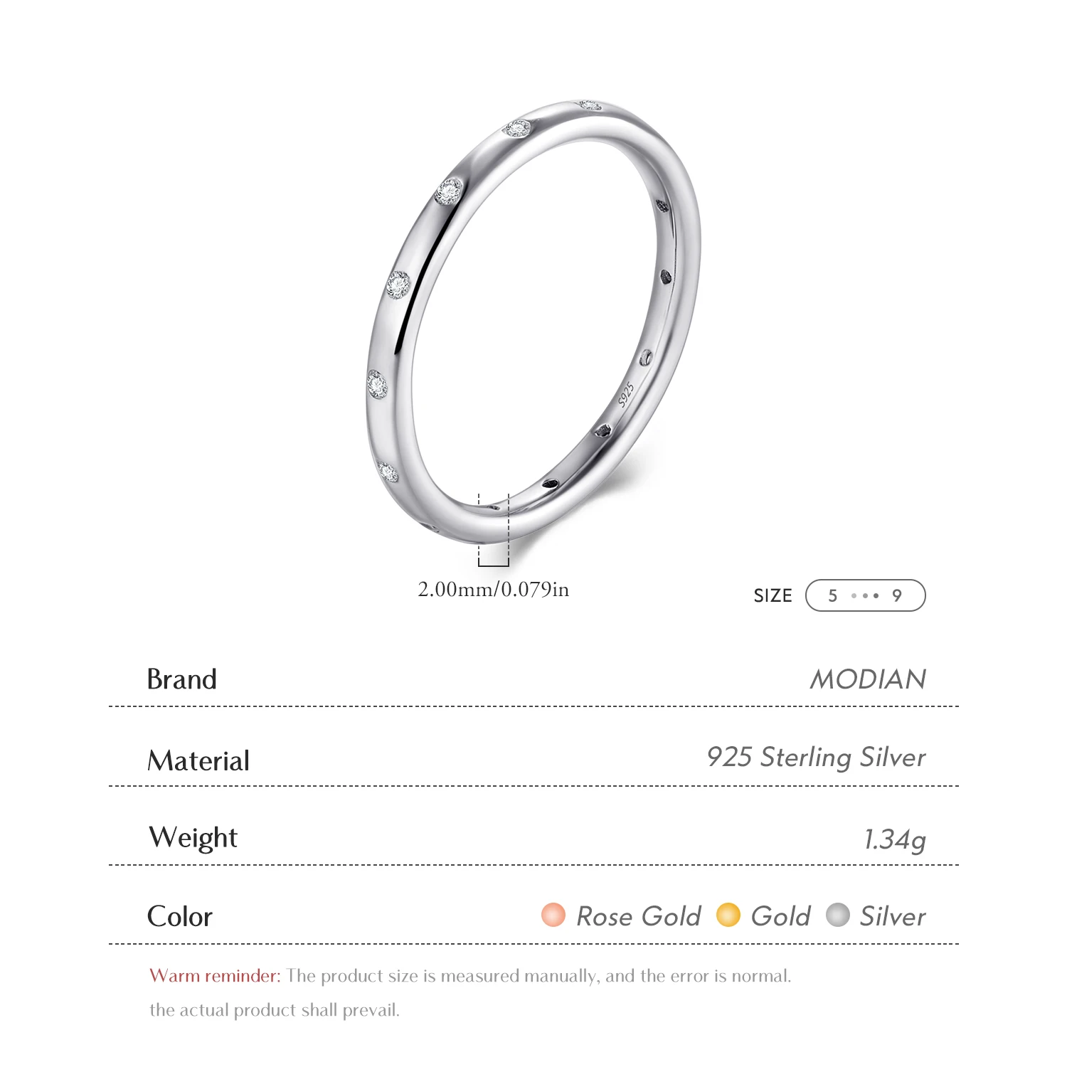 Modian 100% Real 925 Sterling silver Stackable Ring Clear Fashion Simple CZ Wedding For Women Genuine Classic Jewelry