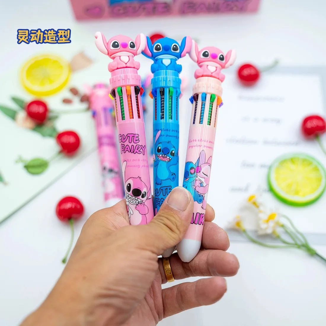 6/12/36 Pcs Cartoon Stitch Doll 10 Colors Ballpoint Pen Student Supplies Stationery Wholesale