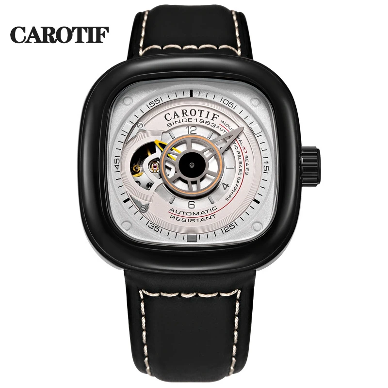 CAROTIF Men\'s Watch Fashion Luxury Sport Watches Male Clock Leather Business Square Wristwatch Gift For Men New Reloj Hombre AAA