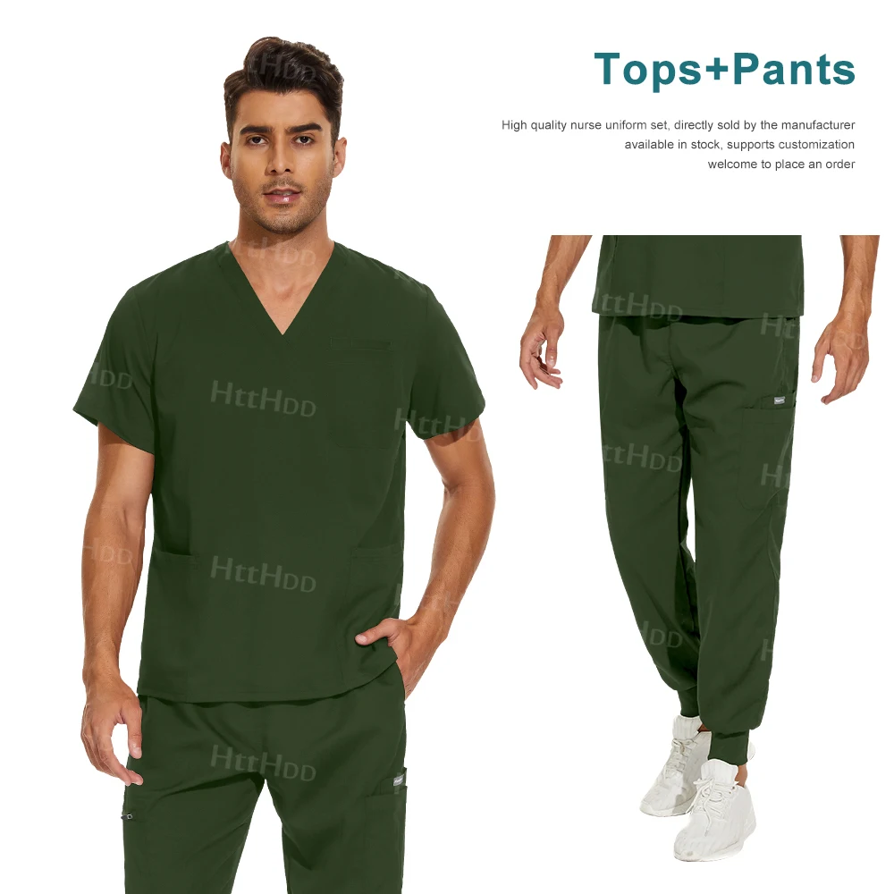 Mens Scrub Dentist Medical Uniforms Pet Store Pharmacy Work Wear Unisex Multicolour Nurse Uniform Women Short Sleeved Tops Pants