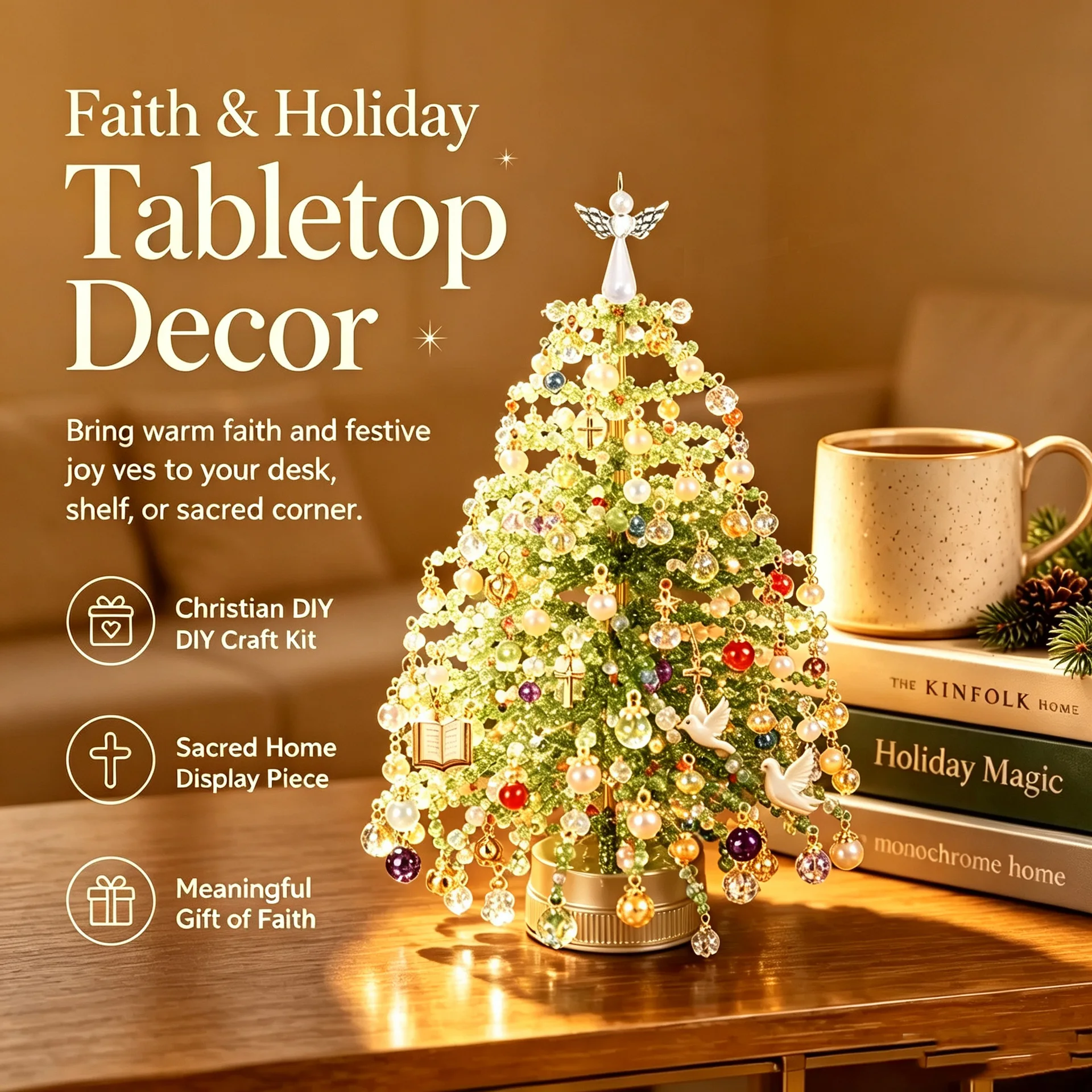 DIY Beaded Christmas Tree Kit Handmade Creative DIY Beading Project Set 3D Crystal Bead Holiday Craft Set for Women Men Home