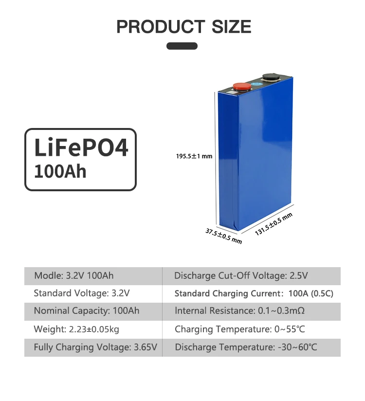 SOEC 3.2 فولت 100 أمبير خلية بطارية Lifepo4 المنشورية 6000 دورة Powerwall الصف خلية فوسفات حديد الليثيوم الجديدة القابلة لإعادة الشحن لـ RV