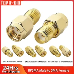 1PC RP-SMA RP SMA Male to SMA Female Plug Socket Brass Straight Coaxial RF Adapter