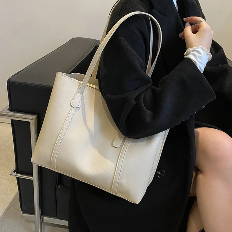 Retro Solid Color Underarm Bag Commute Simple Women Large Capacity High Quality Handbag Shopping Travel Elegant Bags