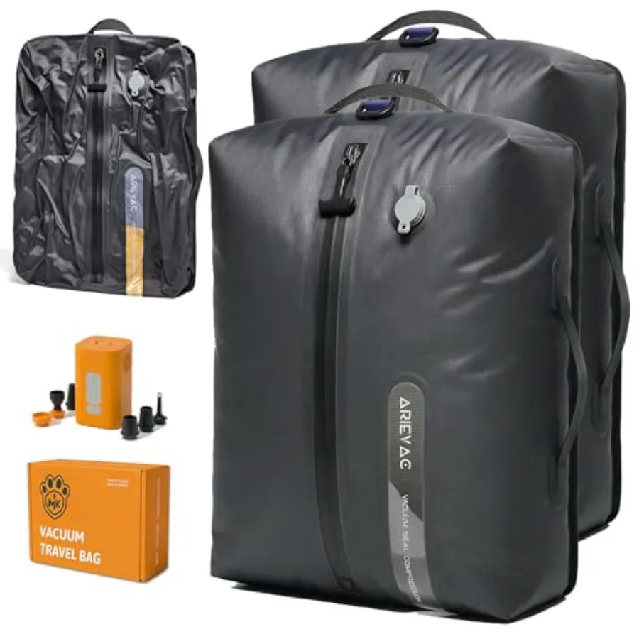 

Vacuum Seal Bags for Travel w/Pump, 18L Compression Packing Cubes for Carry-On Suitcase Travel Backpack, Reusable IP67 Waterpro