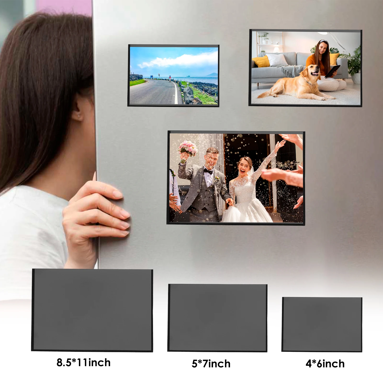 10Pcs Magnetic Picture Frames 4x6 Inch 5x7Inch Photo Pocket Reusable Magnetic Sign Holder Clear PVC Photo Frame for Refrigerator