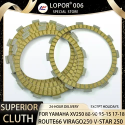 LOPOR 4+1 Pcs Motorcycle Fibrous Clutch Discs Plates For YAMAHA XV250 XV 250 Route 66 88-90 Virago 250 95-07 V Star 08-15 17-18