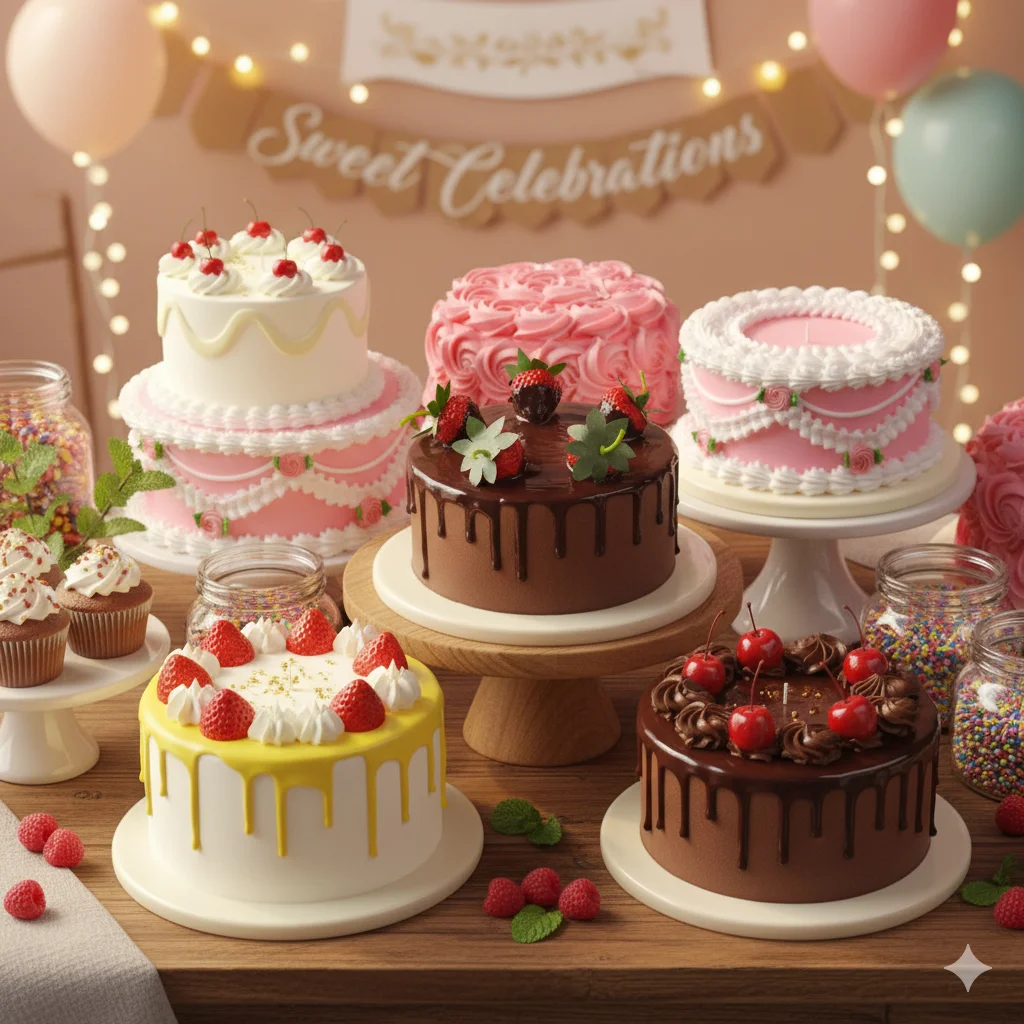 

6 Inch Realistic Fake Cake White Cream Cherry Decor - Faux Birthday Cake Prop for Party Display & Home Kitchen Decoration